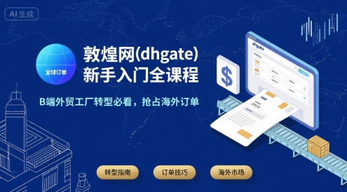 敦煌网(dhgate)新手入门全课程，B端外贸工厂转型必看，抢占海外订单网赚项目-副业赚钱-互联网创业-资源整合南风学院