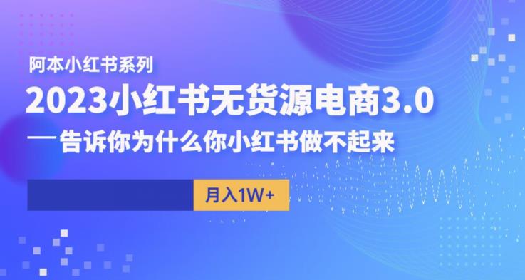阿本小红书无货源电商3.0，告诉你为什么你小红书做不起来网赚项目-副业赚钱-互联网创业-资源整合南风学院
