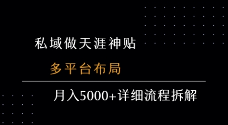 私域做天涯神贴 多平台布局 月入5k+详细流程拆解网赚项目-副业赚钱-互联网创业-资源整合南风学院