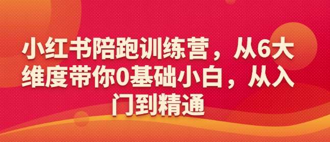 小红书陪跑训练营，从6大维度带你0基础小白，从入门到精通网赚项目-副业赚钱-互联网创业-资源整合南风学院