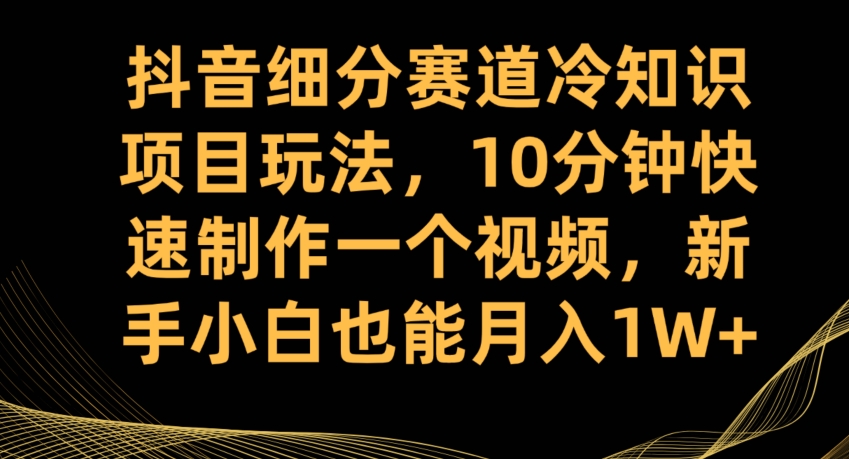 抖音细分赛道冷知识项目玩法，10分钟快速制作一个视频，新手小白也能月入1W+【揭秘】网赚项目-副业赚钱-互联网创业-资源整合南风学院