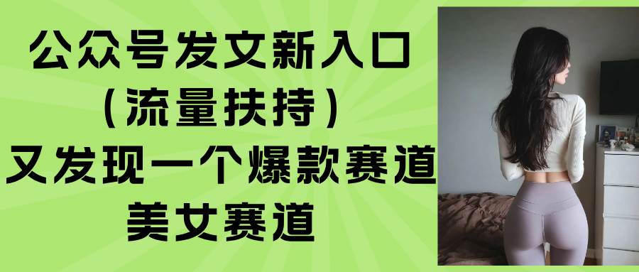 (15781期)公众号发文新入口(流量扶持),又发现一个爆款赛道:美女赛道网赚项目-副业赚钱-互联网创业-资源整合南风学院