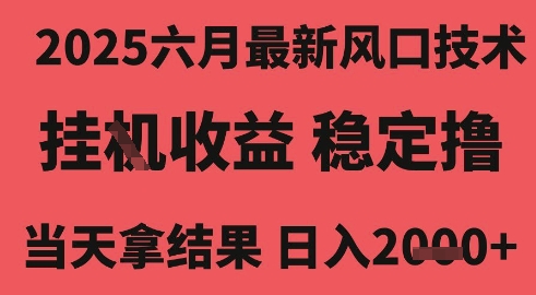 2025六月最新风口技术，无人挂G撸礼物，长期稳定 一个小时收益2k+，小白当天拿结果【揭秘】网赚项目-副业赚钱-互联网创业-资源整合南风学院