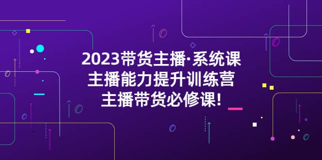 2023带货主播·系统课，主播能力提升训练营，主播带货必修课网赚项目-副业赚钱-互联网创业-资源整合南风学院