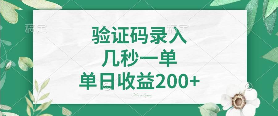 (14221期)验证码录入,几秒一单,单日收益200+网赚项目-副业赚钱-互联网创业-资源整合南风学院