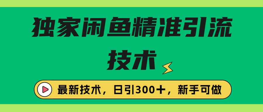 独家闲鱼引流技术，日引300＋实战玩法网赚项目-副业赚钱-互联网创业-资源整合南风学院