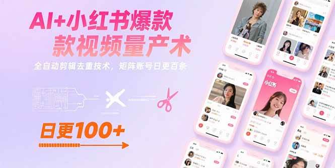 （15542期）AI+小红书爆款视频量产术：全自动剪辑去重技术，矩阵账号日更百条网赚项目-副业赚钱-互联网创业-资源整合南风学院