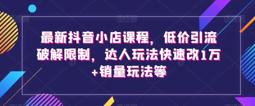 最新抖音小店课程，低价引流破解限制，达人玩法快速改1万+销量玩法等网赚项目-副业赚钱-互联网创业-资源整合南风学院