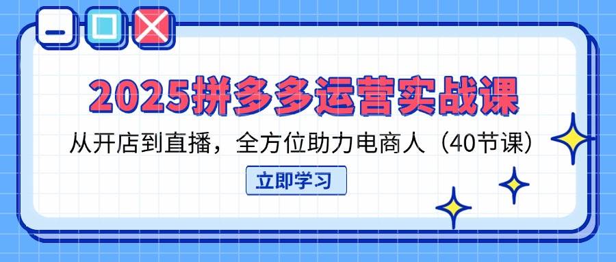 （14259期）2025拼多多运营实战课，从开店到直播，全方位助力电商人（40节课）网赚项目-副业赚钱-互联网创业-资源整合南风学院