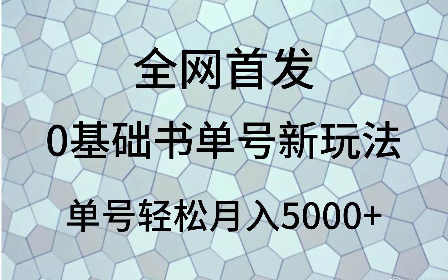 0基础书单号新玩法,操作简单,单号轻松月入5000+网赚项目-副业赚钱-互联网创业-资源整合南风学院
