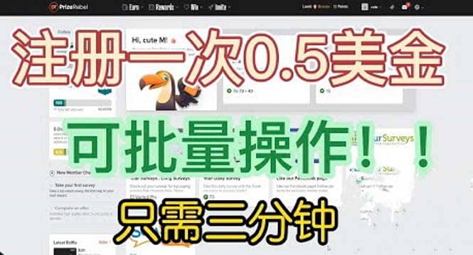 国外项目注册一次0.5美金 只需三分钟无脑操作 可批量放大 小白工作室福利网赚项目-副业赚钱-互联网创业-资源整合南风学院