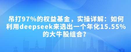 付费文章：吊打97%的权益基金，实操详解：如何利用deepseek来选出一个年化15.55%的大牛股组合?网赚项目-副业赚钱-互联网创业-资源整合南风学院
