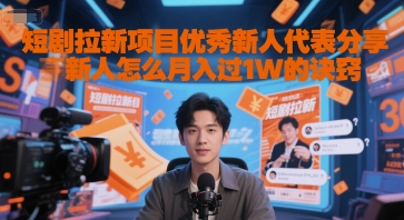 短剧拉新项目优秀新人代表分享新人怎么月入过1W的诀窍网赚项目-副业赚钱-互联网创业-资源整合南风学院