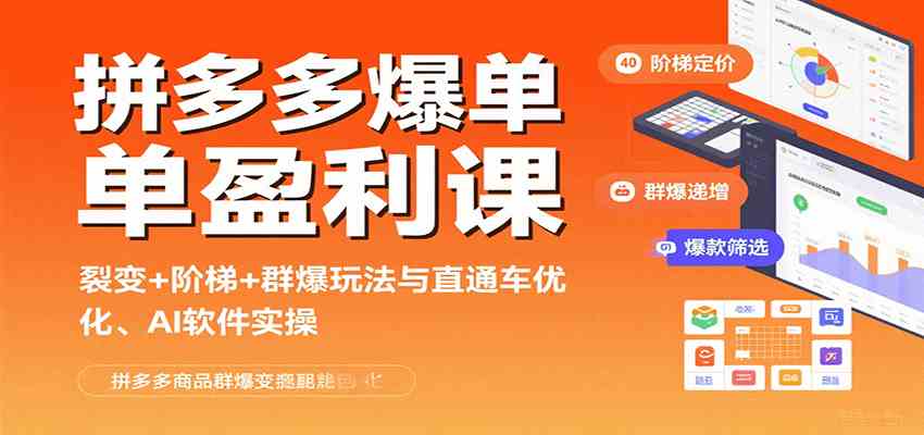 拼多多爆单盈利课：裂变+阶梯+群爆玩法与直通车优化、AI 软件实操网赚项目-副业赚钱-互联网创业-资源整合南风学院