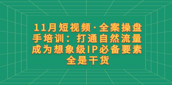 （8182期）11月短视频·全案操盘手培训：打通自然流量 成为想象级IP必备要素 全是干货网赚项目-副业赚钱-互联网创业-资源整合南风学院