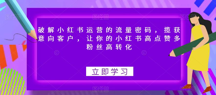 破解小红书运营的流量密码，揽获意向客户，让你的小红书高点赞多粉丝高转化网赚项目-副业赚钱-互联网创业-资源整合南风学院