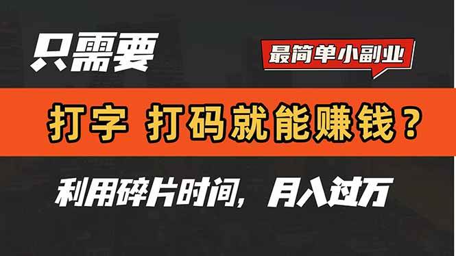 （14673期）只需要打字，打码，就能赚钱？简单的赚钱小副业，利用碎片时间，月入过万网赚项目-副业赚钱-互联网创业-资源整合南风学院