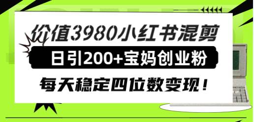 （7893期）价值3980小红书混剪日引200+宝妈创业粉，每天稳定四位数变现！网赚项目-副业赚钱-互联网创业-资源整合南风学院