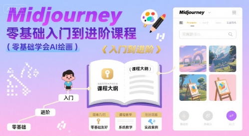 midjourney零基础入门到进阶课程，零基础学会AI绘画网赚项目-副业赚钱-互联网创业-资源整合南风学院
