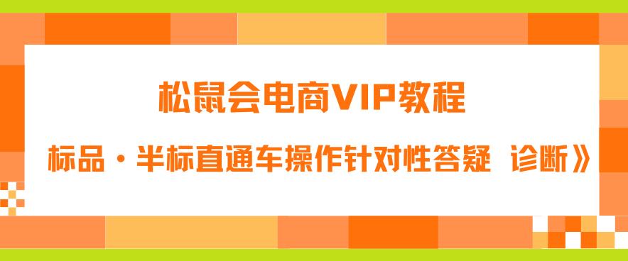 松鼠会电商VIP教程：松鼠《付费推广标品·半标直通车操作针对性答疑&诊断》网赚项目-副业赚钱-互联网创业-资源整合南风学院