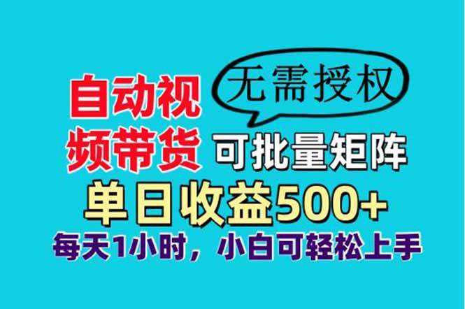 （14229期）自动视频带货，可批量矩阵，单日收益500+、轻松实现睡后收益，小白可…网赚项目-副业赚钱-互联网创业-资源整合南风学院