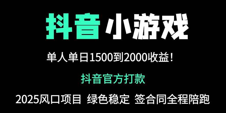 (14527期)抖音官方小游戏2025全网最新玩法,暴利赚钱项目,单机日入2000+,绝不…网赚项目-副业赚钱-互联网创业-资源整合南风学院