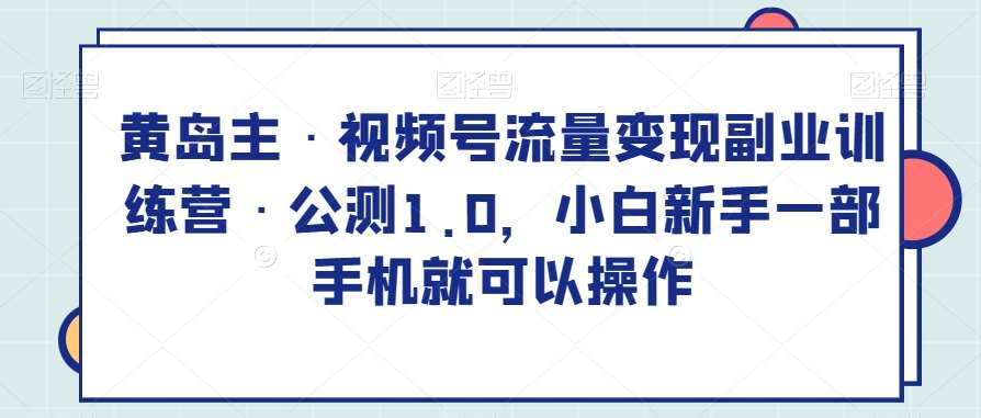 黄岛主·视频号流量变现副业训练营·公测1.0，小白新手一部手机就可以操作网赚项目-副业赚钱-互联网创业-资源整合南风学院