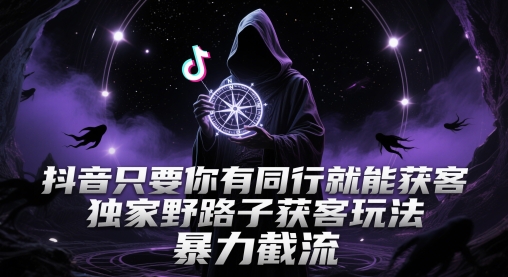 抖音只要你有同行就能获客，独家野路子获客玩法，暴力截流【揭秘】网赚项目-副业赚钱-互联网创业-资源整合南风学院