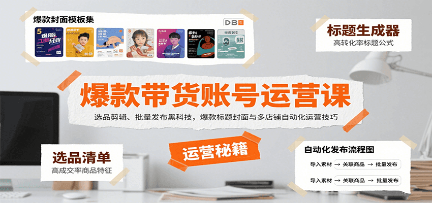 爆款带货账号运营课：选品剪辑、批量发布黑科技，爆款标题封面与多店铺自动化运营技巧网赚项目-副业赚钱-互联网创业-资源整合南风学院