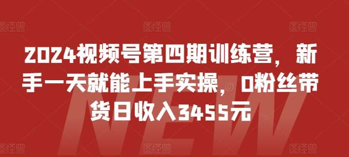 2024视频号第四期训练营，新手一天就能上手实操，0粉丝带货日收入3455元网赚项目-副业赚钱-互联网创业-资源整合南风学院